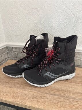 Saucony Black with Pink-Accent High-Top Sneakers